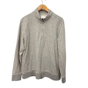 Billy Reid Sweatshirt Men’s XL Pullover Gray Herringbone 1/4 Zip Long Sleeve